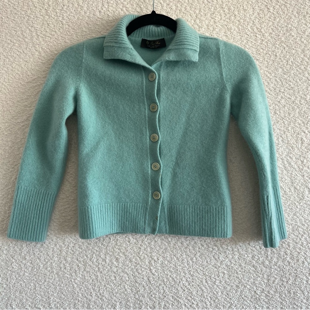 Loro Piana Women's Green Baby Cashmere Cardigan Sweater Italy Size 40/US 4